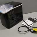 Sweetcrispy Countertop Ice Maker Machine, Portable Self-Cleaning Ice Machine with Ice Scoop, Basket and Handle, 9 Cubes in 6 Mins, 26.5lbs/24Hrs, 2 Sizes of Bullet Ice for Home Kitchen, Coal Black