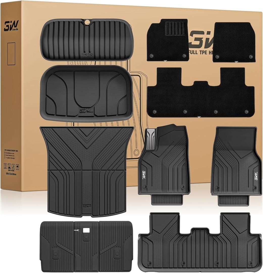 3W Tesla Model Y Juniper Floor Mats(not for Standard), Metal Pedal, Carpets Double Layer, 2025 2026 Model Y Acecessories, TPE All Weather Waterproof Custom Fit Liners, Vigormold (Front Seats Only)