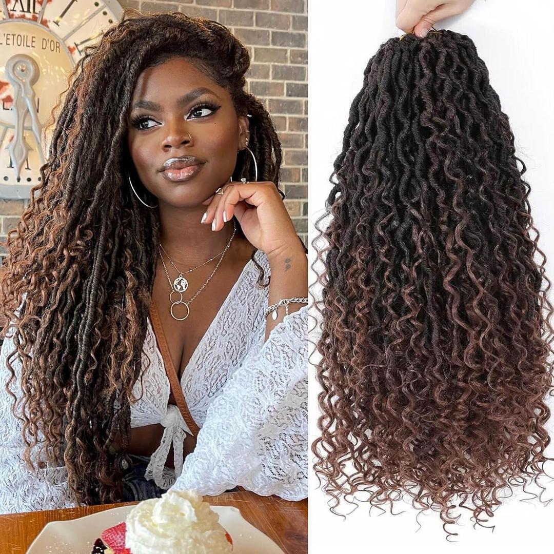 Col Bling 24 Inch 8 Packs Goddess Locs Crochet Hair Natural Looking, Boho River Goddess Crochet Braiding Hair Trendy & Edgy Faux Locs Crochet Hair Fashion for Women Kids (#T30)