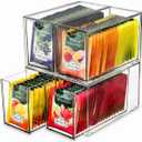 4 Pack Tea Bag Drawers Organizer, Clear Plastic Stackable Tea Organizers and Storage, Portable Tea Bag Holder 6.5" x 4" x 3" for Kitchen Pantry Organizer