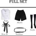 Women's Reze Costume, White Top, Black Pants Uniform, Halloween Full Set, Large