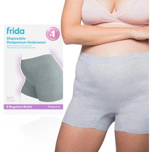 Frida Mom 8pc Postpartum Underwear, Disposable Boyshort Panties, Seamless, Stretch Support, New Mom Essentials, Size Regular (28in-42in)