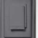 1000-Thread-Count 100% Pure Cotton Bed Sheets -4 Pc Full Size Dark Grey Sheet Set, Single Ply Long Staple Combed Cotton Yarns, Best Luxury Sateen Weave, Fits Mattress Upto 17'' Deep Pocket