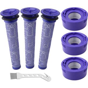 6 Pack Vacuum Filter Replacement Kit for Dyson V7, V8 Animal and V8 Absolute Cordless Vacuum, 3 Post Filter, 3 Pre Filter, Replaces Part # 965661-01 & 967478-01