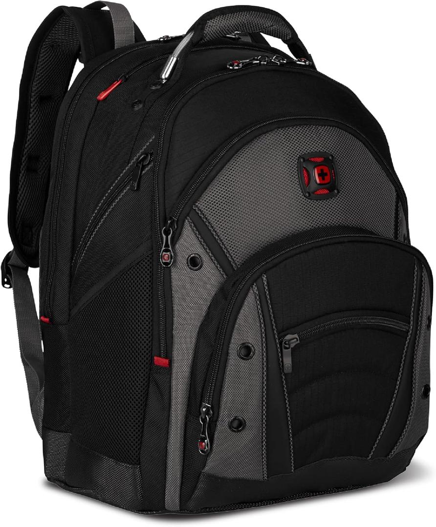 Wenger Synergy Laptop Backpack, Fits 16 Inch Laptop, Men's and Women's Laptop Bag, Black/ Grey