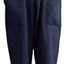 Gihuo Women Linen Overalls Jumpsuits Loose Fit Baggy Bib Rompers Casual Summer Outfits Trendy 2025,​​ L, Navy