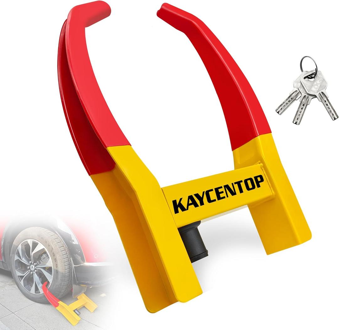 KAYCENTOP Wheel Lock, Wheel Clamp Lock Security Tire Lock Anti Theft, Max 14" Tire Width, Universal Wheel Lock for Trailers SUV Boats Atvs Motorcycles Golf Cart