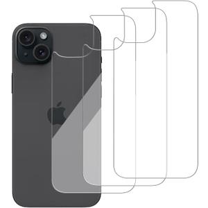 3 Pack Glass Back Screen Protector Compatible for iPhone 15 plus/iPhone 14 Plus [6.7 Inch ] [9H Hardness]-HD Back Tempered Glass, Scratch Resistant,Easy Installrear glass protector