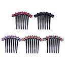 Leadigol 5PCS Crystal Flower Hair Comb,Rhinestone Black Plastic Hair Side Comb Flower Hair Comb Hair Clip for Women