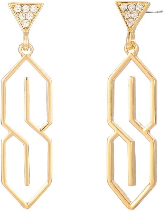 Madison Tyler 80s 90s Sport Earrings for Women | Funny Dangle Earrings for Women | 90s Vintage Dangling Earrings for Women | Jewelry Gift for Women (gold letter S)