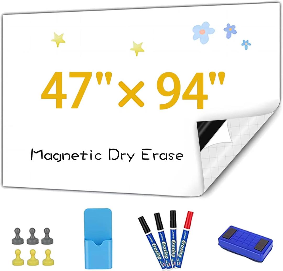 Magnetic Dry Erase Board Contact Paper 47"x94" for Wall