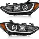 TODO Headlights Assembly Compatible with 2017 2018 Hyundai Elantra,w/o DRL Halogen Headlamps Replacement Driver and Passenger Side, HY2502206, HY2503206 (Not Fit Elantra GT Models)