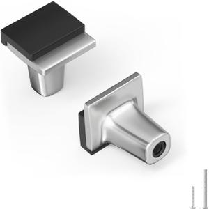 Rergy 5 Pack Brushed Nickel Cabinet Knobs Sliver Cabinet Knobs Black and Brushed Nickel Drawer Knobs and Pulls Square Zinc Alloy Hardware for Door Bedroom Dresser