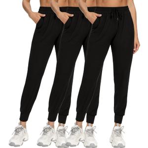 FULLSOFT 3 Pack Sweatpants for Women-Womens Joggers with Pockets Athletic Leggings for Workout Yoga Running (Small, Black,black,black)