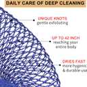 3 x African Net Sponge Authentic with Knots, 2 Pieces Exfoliating Body Scrubber for All Skin Types, Real African Exfoliating Bath Sponge Wash Cloths, Shower Accessories for Women Men (Blue & Green)
