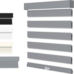 Cordless Zebra Blinds for Windows with Free-Stop(Gray,27" W x 50" H) Dual Layer Shades for Day & Night Privacy and Light Filtering, Perfect for Home & Bedroom, Easy to Install