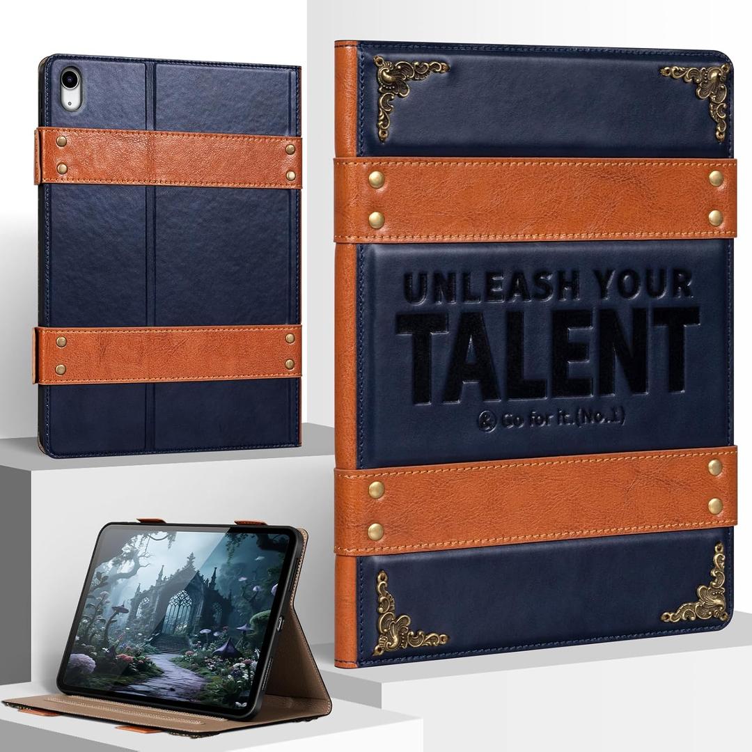 Case for iPad (A16) 11th/10th Gen 11"/10.9" 2025/2022 | Microfiber Leather Protective Cover,Magnetic Closure,Smart Folio Auto Sleep/Wake,Adjustable Stand,Shockproof,Dark Blue