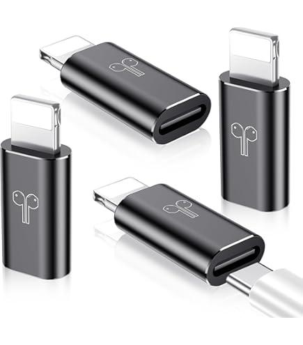 Temdan 4 Pack USB C to Lightning Adapter for iPhone 14 13 12 Pro Max/ iPad Air/ Airpods, Support Audio/ OTG, 20W PD Fast Charging, Lightning to Type C Charger Connector Cable, for iPhone 14 Accessories-Black