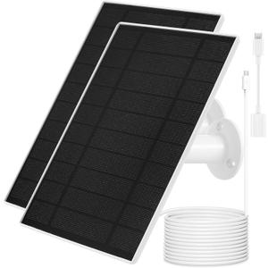 Solar Panel Charger for Arlo Essential 2K Outdoor(2nd Gen)/Essential XL Camera(2nd Gen)/Essential Spotlight Camera, USB C and Micro USB Plug, 9.8ft Cable, Weatherproof (2Pack)