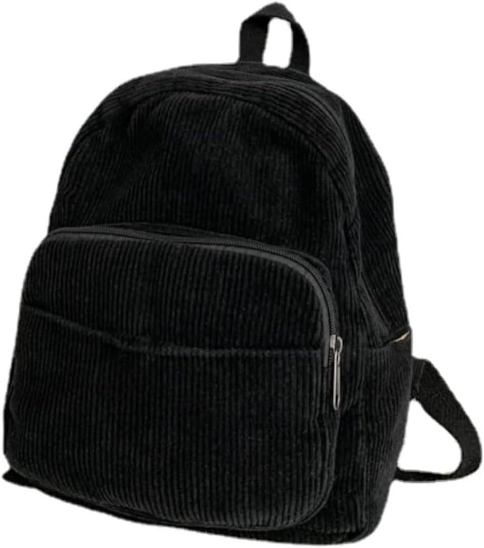Eagerrich Small Mini Backpack Purse for Women Travel Corduroy Bag for Women Cute Aesthetic(Black)