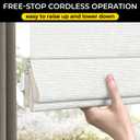 UNISHADES 100% Blackout Cordless Roman Shades for Indoor Windows & French Doors, 34 1/4" W 48" H - Blackout - Natural