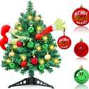 Small Christmas Tree Mini Christmas Tree with LED Lights Arms and Legs Tabletop Decoration Ornaments for Indoor Home Party Decor