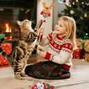 2 x Joytale 2 Pack Christmas Catnip Toys with Bell, Interactive Holiday Cat Wands Set, Catnip Toys for Indoor Cats Kittens for Chew and Relief, Snowman & Reindeer Design