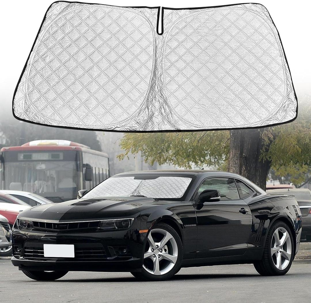 Front Windshield Sun Shade for Chevrolet/Chevy Camaro 2010-2015,Upgraded Thickened Foldable Front Sun Shield Protector Blocks UV Rays Internal Accessories
