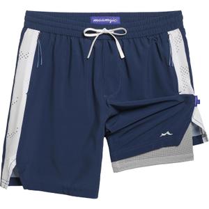 maamgic Boys Athletic Shorts with Liner Youth 2 in 1 Active Running Basketball Shorts (Blue)