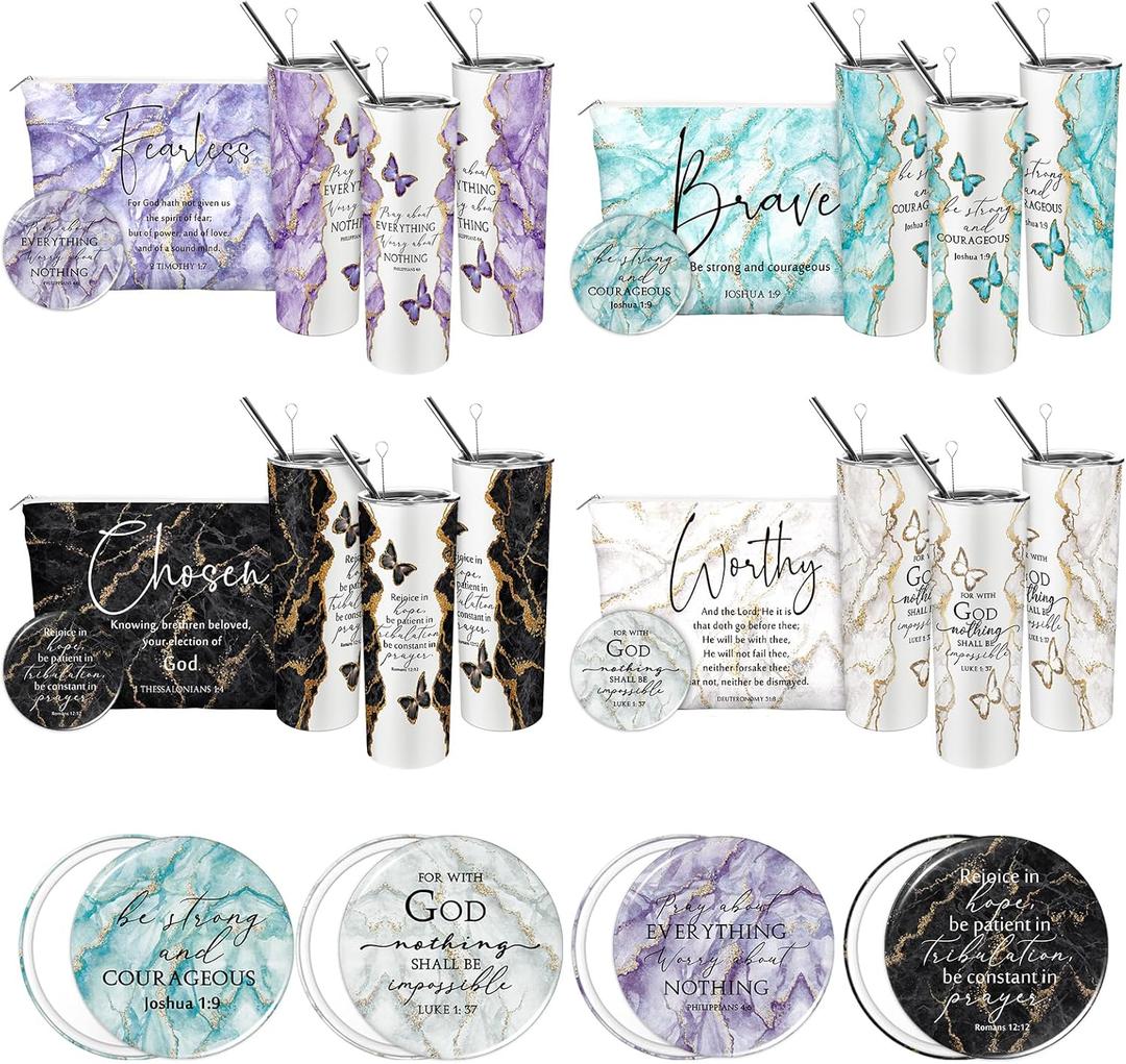Geiserailie 12 Pcs Christian Gifts for Women 20oz Marble Tumbler, Makeup Bag, Pocket Mirrors, Inspirational Bible Verse Gift Set for Grandmother, Church Pastor's Wife, Teacher (Elegant Color) Geiserailie 12 Pcs Christian Gifts for Women 20oz Marble Tumbler, Makeup Bag, Pocket Mirrors, Inspirational Bible Verse Gift Set for Grandmother, Church Pastor's Wife, Teacher (Elegant Color)