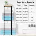 31 inch 2 Tier Anti-Rust Towel Rack with Wood Shelf for Bathroom, Wall Mounted, Metal, Black