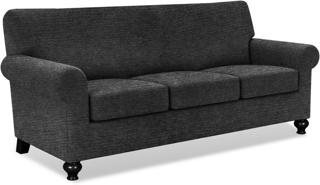 URBANLIFE 4-Piece Stretch Sofa Covers for 3 Cushion Couch, Charcoal Gray