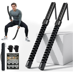 Weighted Ropeless Battle Ropes, Heavy Duty Portable Cordless Battle Ropess for HIIT Workouts, Cardio & Muscle Training, LowImpact Cardio Training for Men & Women with NonSlip Gloves