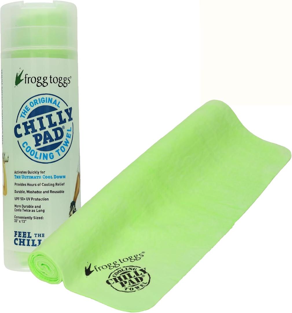 FROGG TOGGS Chilly Pad, Instant Cooling Towel, Long Lasting, Reusable, Sports and Outdoors Neck Towel 33x13 (Hivis Lime Green)