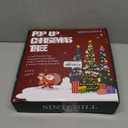 5 FT Pop Up Christmas Tree with Timer Lights and Decorations, Green Artificial Tinsel Christmas Tree with 24 Ball Ornaments, Collapsible Pencil Tree for Home, Office, Holiday Party