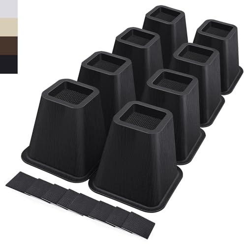 ANNKUT 6 Inch Heavy Duty Bed Risers, Furniture Risers for Desk, Chair, Table or Sofa, Couch Lift Risers, Supports up to 2200 lbs per Leg(8 Pack Black)