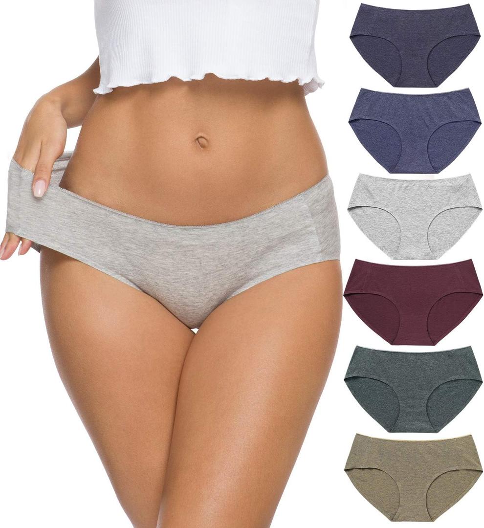 Wealurre Cotton Bikini Women's Breathable Panties Seamless Comfort Underwear (Blue Gold) 6 Pack S