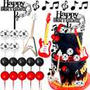 LaVenty Disco Cake Decoration Disco Cake Decoration Guitar Decoration Cake Guitar for Musical Theme Birthday Disco Party Decoration Rock Roll Birthday Decoration (Dark Red)