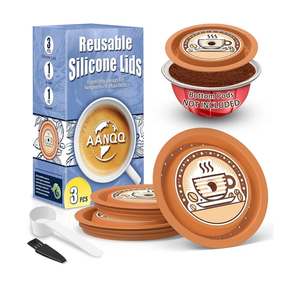 AANQQ Reusable Lids for Nespresso Pods Vertuo, 3pcs Food Grade Silicone Caps for Any Sizes of Reusable Nespresso Vertuo Pod Refillable Vertuo Capsule (3pcs Silicone Lids-No Capsule)