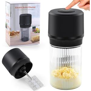 IFOLO Electric Butter Churn One-Touch Butter Maker in 510 Mins, 34oz Glass Jar with High-Speed Brushless Motor, High-Speed Mixing for Creamy Results