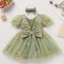 ODASDO Toddler Girls Party Dress Butterfly Birthday Outfit Rainbow Tulle Tutu Princess Dresses with Bowknot Headband