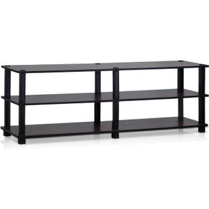 Furinno Turn-S-Tube No Tools 3-Tier Entertainment TV Stands, Dark Cherry and Black
