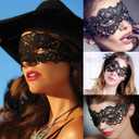 5 x Black Lace Eye Masquerade Mask for Women Halloween Party Cosplay Decoration Costume Accessories, Women's Prom Mask Disguise for Mardi Gras Party (Steady)