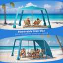Beach Cabana-6.6x6.6Beach Canopy with Side Wall,Portable Umbrella Tent with Sand Pockets for Family & Friends,Easy Up Beach Sun Shelter for Outdoor Patios,Backyards,and Camping,Blue