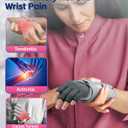 FEATOL Compression Arthritis Glove with Wrist Brace, Comfortable Fingerless Carpal Tunnel Hand Gloves for Women Night Support, Pain Relief for Rheumatoid Arthritis, Work, Typing - Right Hand, Small