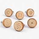 IndianShelf 18 Pack- Boho Knobs- Wood Knobs for Cabinets and Drawers- Natural Wooden Dresser Knob- Wooden Knob- Unique Wood Drawer Pulls- Drawer Pulls- Cabinet Door Handles (Floral Brown)
