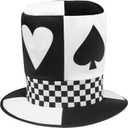 Dress Up America Playing Cards Hat for Adults - Whimsical Novelty Top Hat - Wonderland Costume Party Hat for Themed Events (White)