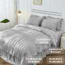 Bonlino King Size Comforter Set Bedding - Ruched Light Grey Comforter King Bed Set Boho Shabby Chic Comforter Fluffy 3 Piece Ruffle Comforter Set Pillow Girl Bedding Soft and Luxury