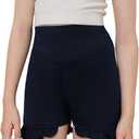 Girls Athletic Shorts High Waisted Ruffle Dance Shorts Yoga Workout Running Shorts (7-8 Years, Navy Blue)