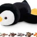 Niuniu Daddy Penguin Weighted Stuffed Animals for Kids & Adults, 25" | 5lb Large Weighted Plushies Pillow for Sleeping and Calming, Cute Lying Plush Toy Huggable Gift for Everyday Comfort